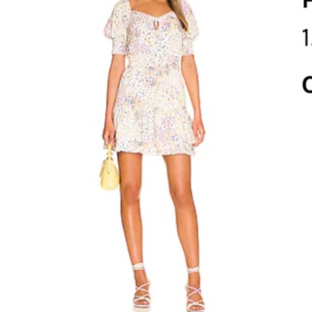 Puff Sleeve Mini Dress in Patchwork Ditsy 1. STATE